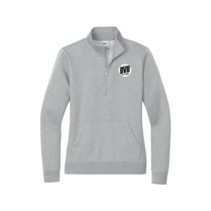 DV8 Nike Ladies Club Fleece Sleeve Swoosh 1/2-Zip Pullover, Dark Heather Grey