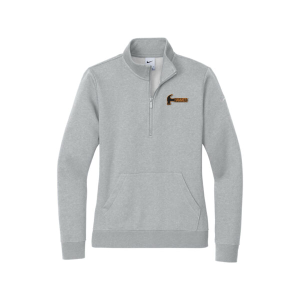 Hammer Nike Ladies Club Fleece Sleeve Swoosh 1/2-Zip Pullover, Dark Heather Grey