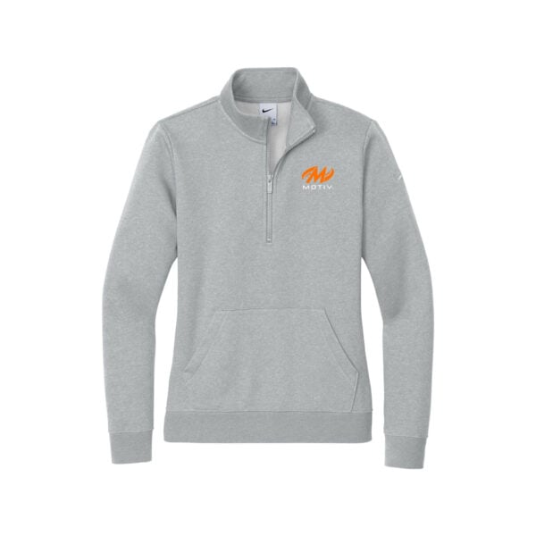 Motiv Nike Ladies Club Fleece Sleeve Swoosh 1/2-Zip Pullover, Dark Heather Grey