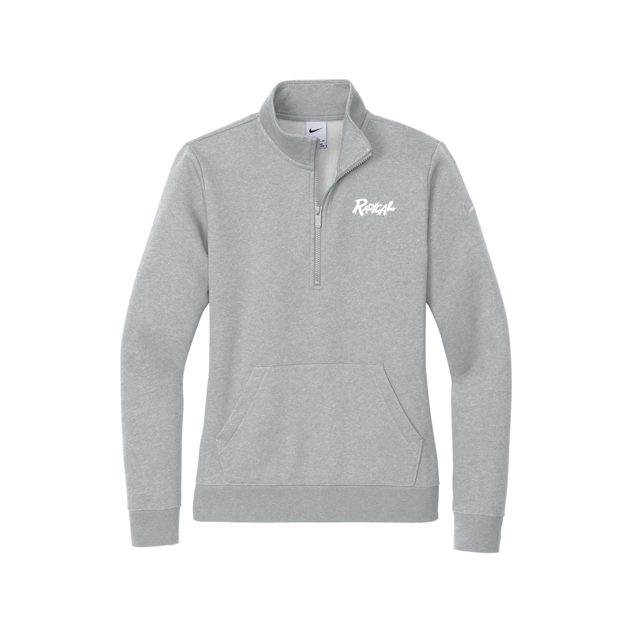 Radical Nike Ladies Club Fleece Sleeve Swoosh 1/2-Zip Pullover, Dark Heather Grey