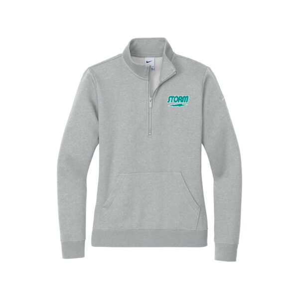 Storm Nike Ladies Club Fleece Sleeve Swoosh 1/2-Zip Pullover, Dark Heather Grey