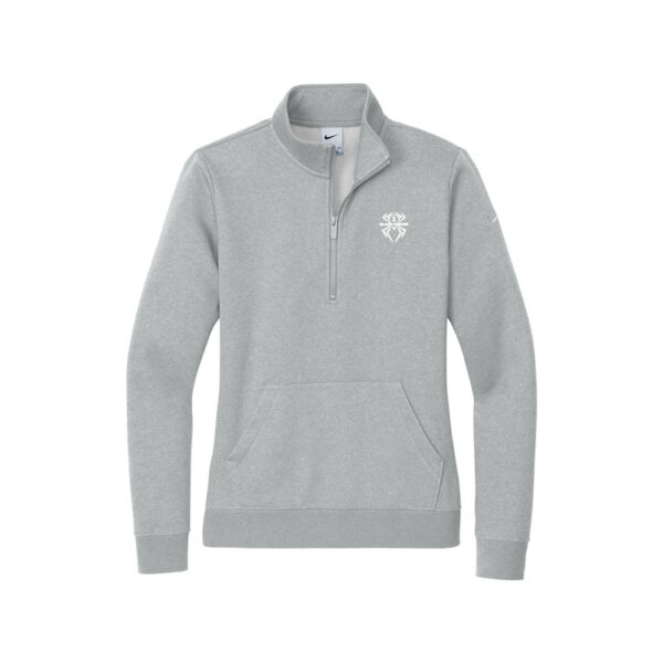 Hammer Black Widow Nike Ladies Club Fleece Sleeve Swoosh 1/2-Zip Pullover, Dark Heather Grey
