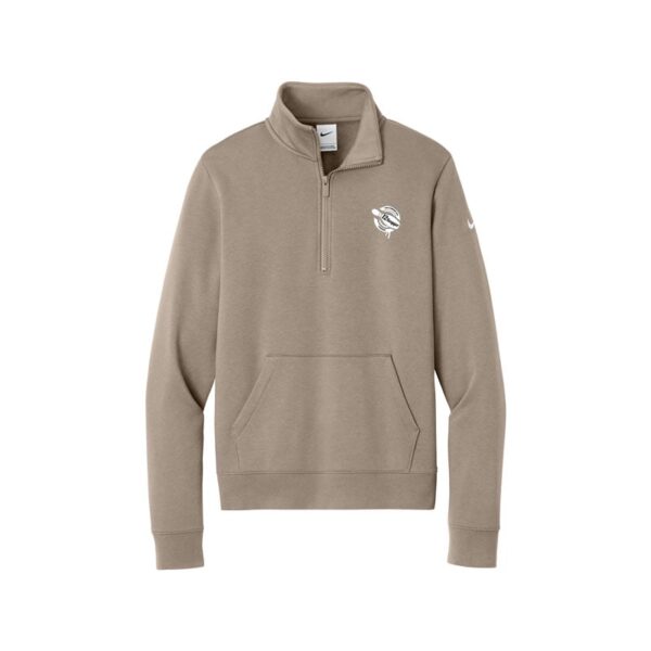 12Bagger Nike Ladies Club Fleece Sleeve Swoosh 1/2-Zip Pullover, Khaki