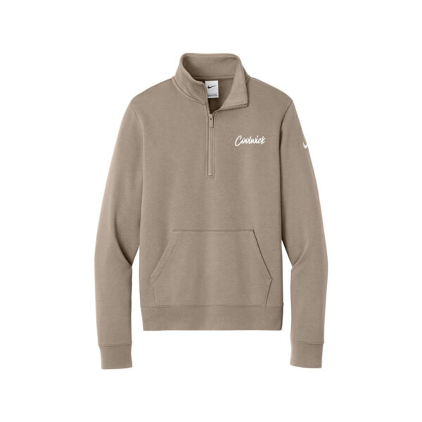 CoolWick Nike Ladies Club Fleece Sleeve Swoosh 1/2-Zip Pullover, Khaki