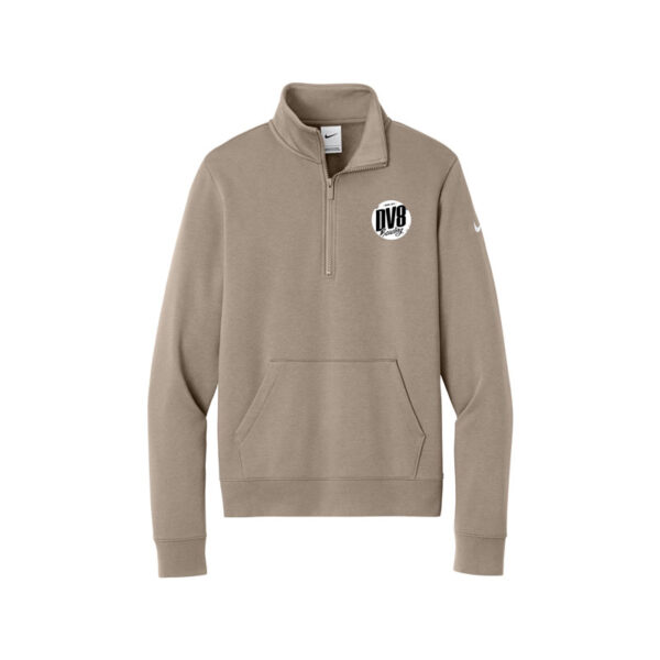 DV8 Nike Ladies Club Fleece Sleeve Swoosh 1/2-Zip Pullover, Khaki