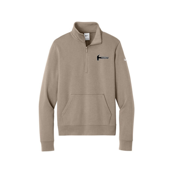 Hammer Nike Ladies Club Fleece Sleeve Swoosh 1/2-Zip Pullover, Khaki
