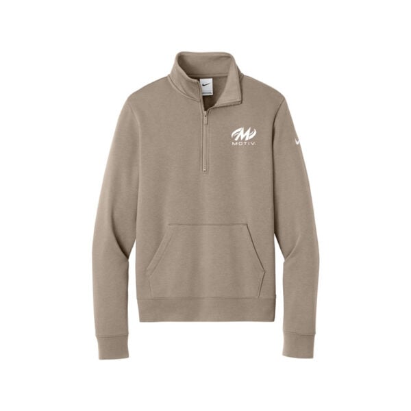Motiv Nike Ladies Club Fleece Sleeve Swoosh 1/2-Zip Pullover, Khaki