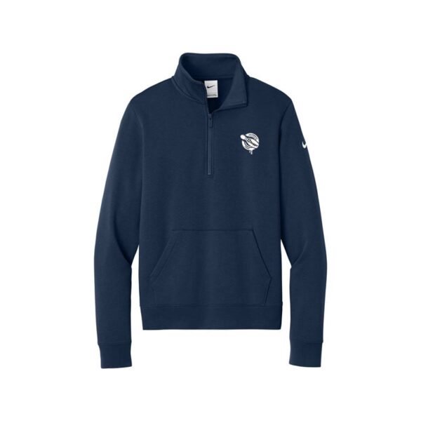 12Bagger Nike Ladies Club Fleece Sleeve Swoosh 1/2-Zip Pullover, Midnight Navy