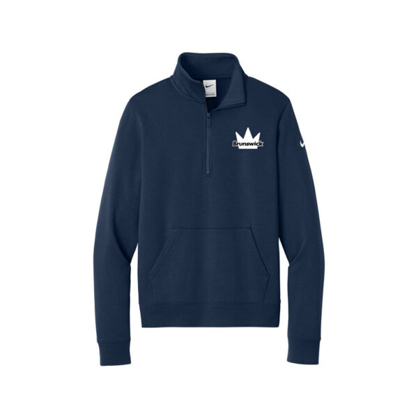 Brunswick Nike Ladies Club Fleece Sleeve Swoosh 1/2-Zip Pullover, Midnight Navy