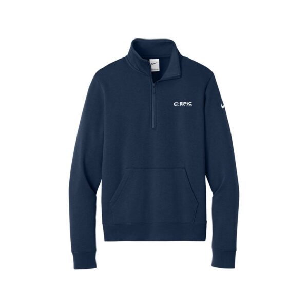 Epic Nike Ladies Club Fleece Sleeve Swoosh 1/2-Zip Pullover, Midnight Navy
