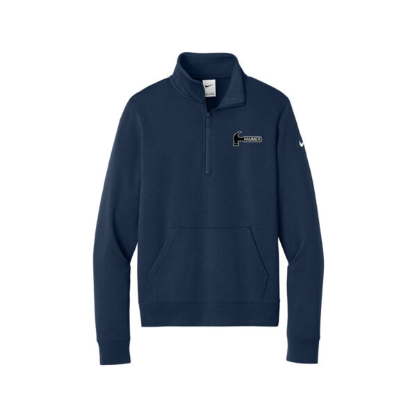 Hammer Nike Ladies Club Fleece Sleeve Swoosh 1/2-Zip Pullover, Midnight Navy
