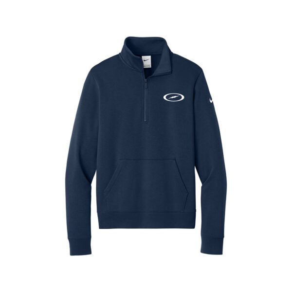 Storm Nike Ladies Club Fleece Sleeve Swoosh 1/2-Zip Pullover, Midnight Navy