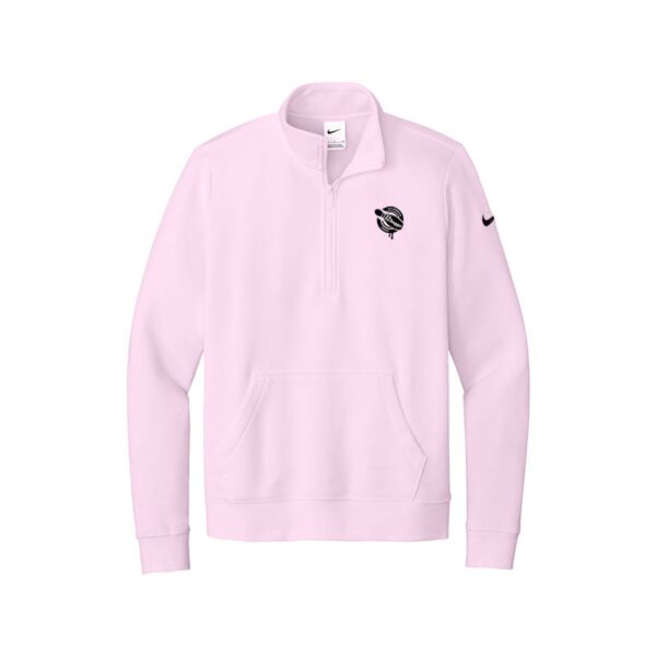 12Bagger Nike Ladies Club Fleece Sleeve Swoosh 1/2-Zip Pullover, Pink Foam
