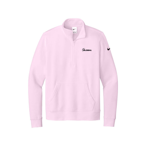 900 Global Nike Ladies Club Fleece Sleeve Swoosh 1/2-Zip Pullover, Pink Foam