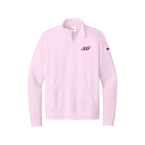 Columbia 300 Nike Ladies Club Fleece Sleeve Swoosh 1/2-Zip Pullover, Pink Foam