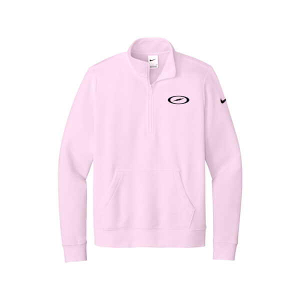 Storm Nike Ladies Club Fleece Sleeve Swoosh 1/2-Zip Pullover, Pink Foam