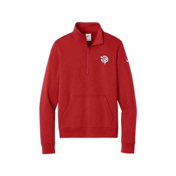 12Bagger Nike Ladies Club Fleece Sleeve Swoosh 1/2-Zip Pullover, University Red