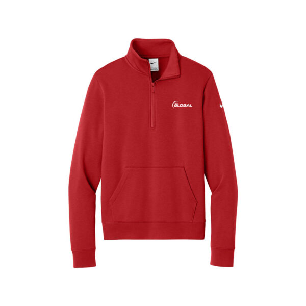 900 Global Nike Ladies Club Fleece Sleeve Swoosh 1/2-Zip Pullover, University Red