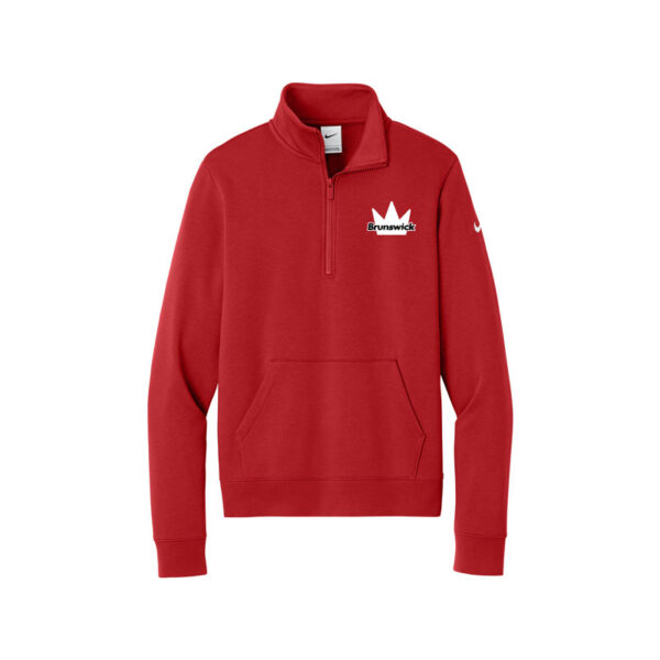Brunswick Nike Ladies Club Fleece Sleeve Swoosh 1/2-Zip Pullover, University Red