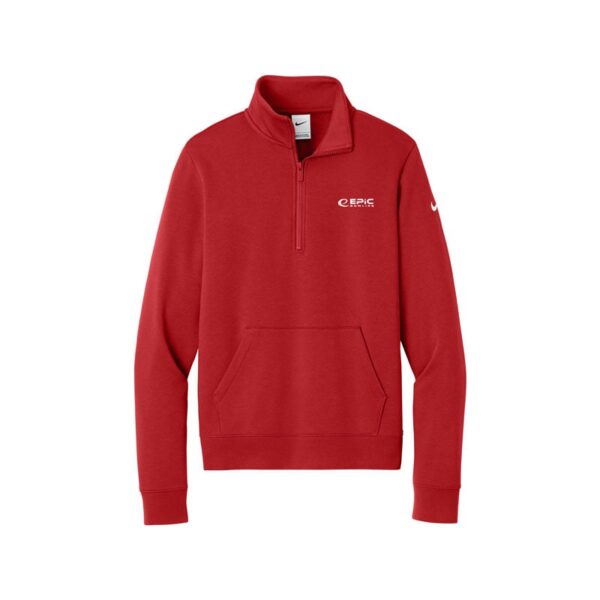Epic Nike Ladies Club Fleece Sleeve Swoosh 1/2-Zip Pullover, University Red
