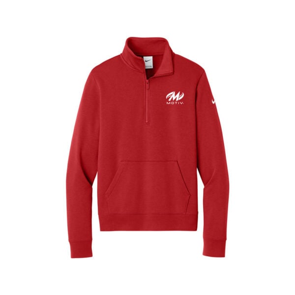 Motiv Nike Ladies Club Fleece Sleeve Swoosh 1/2-Zip Pullover, University Red
