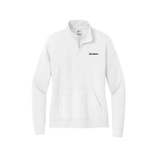 900 Global Nike Ladies Club Fleece Sleeve Swoosh 1/2-Zip Pullover, White