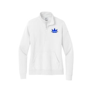 Brunswick Nike Ladies Club Fleece Sleeve Swoosh 1/2-Zip Pullover, White