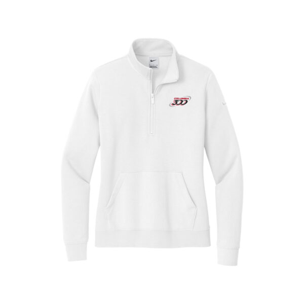 Columbia 300 Nike Ladies Club Fleece Sleeve Swoosh 1/2-Zip Pullover, White