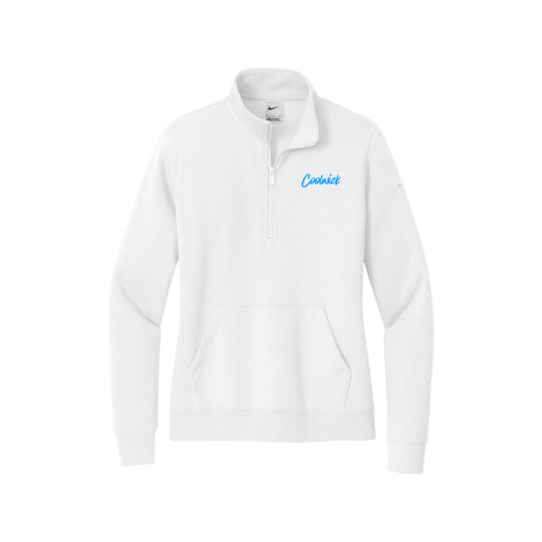 CoolWick Nike Ladies Club Fleece Sleeve Swoosh 1/2-Zip Pullover, White