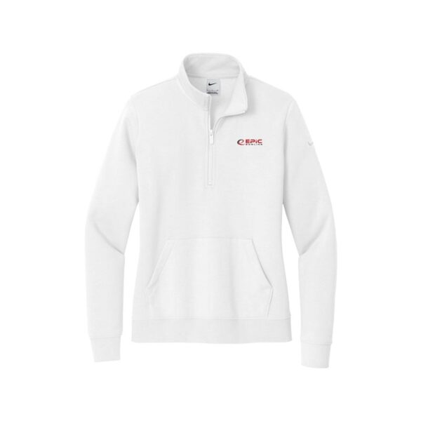 Epic Nike Ladies Club Fleece Sleeve Swoosh 1/2-Zip Pullover, White