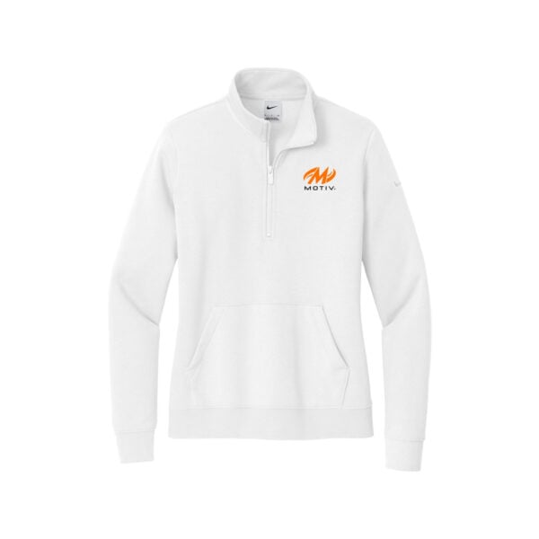 Motiv Nike Ladies Club Fleece Sleeve Swoosh 1/2-Zip Pullover, White