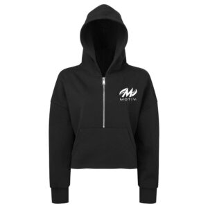 Motiv CoolWick Women's Cropped Half-Zip Bowling Hoodie - Black