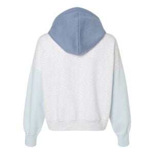 CoolWick Women's Colorblock Crop Bowling Hoodie back - Arctic Blue