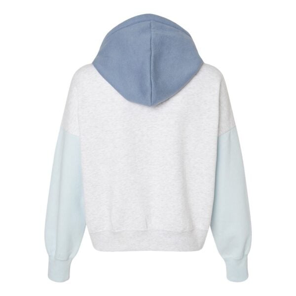 CoolWick Women's Colorblock Crop Bowling Hoodie back - Arctic Blue