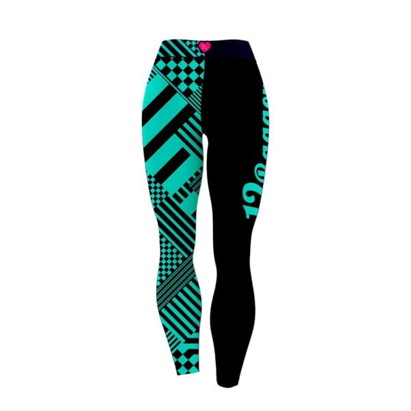 12Bagger Reign Black Teal Stripes CoolWick Women’s Leggings back