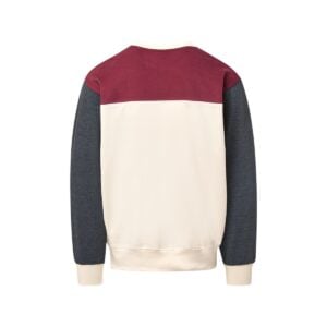 CoolWick Men's Otto Colorblock Crewneck Bowling Sweatshirt back - Biking Red/ Charcoal