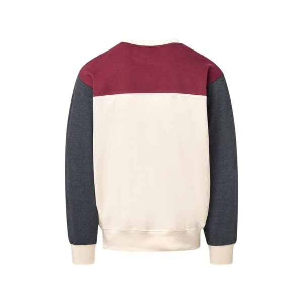 CoolWick Men's Otto Colorblock Crewneck Bowling Sweatshirt back - Biking Red/ Charcoal