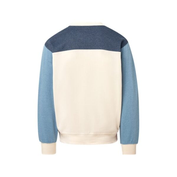 CoolWick Men's Otto Colorblock Crewneck Bowling Sweatshirt back - Navy Heather/ Light Denim Heather