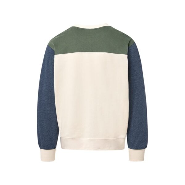 CoolWick Men's Otto Colorblock Crewneck Bowling Sweatshirt back - Vintage Olive/ Navy Heather