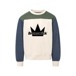 Brunswick CoolWick Men's Otto Colorblock Crewneck Bowling Sweatshirt - Vintage Olive/ Navy Heather