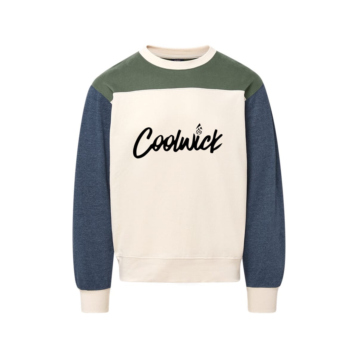 CoolWick CoolWick Men's Otto Colorblock Crewneck Bowling Sweatshirt - Vintage Olive/ Navy Heather