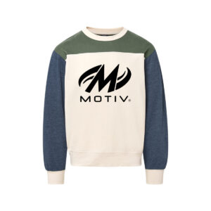 Motiv CoolWick Men's Otto Colorblock Crewneck Bowling Sweatshirt - Vintage Olive/ Navy Heather