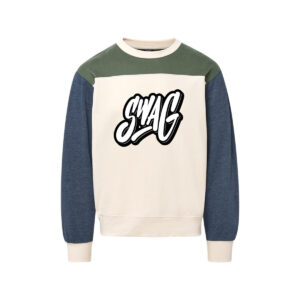 Swag CoolWick Men's Otto Colorblock Crewneck Bowling Sweatshirt - Vintage Olive/ Navy Heather