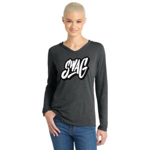 Swag CoolWick Women's Tri Blend Bowling Tee Hoodie - Black Frost