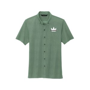 Brunswick CoolWick Men's Stretch Pique Full-Button Bowling Polo - Sage Heather