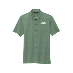 Motiv CoolWick Men's Stretch Pique Full-Button Bowling Polo - Sage Heather
