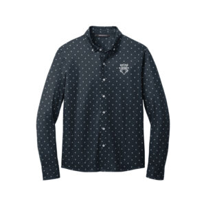 Hammer Black Widow CoolWick Mercer+Mettle Stretch Button Down Bowling Polo - Navy Geo Diamond