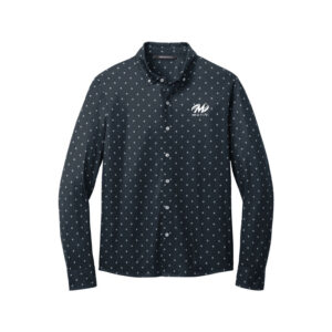 Motiv CoolWick Mercer+Mettle Stretch Button Down Bowling Polo - Navy Geo Diamond