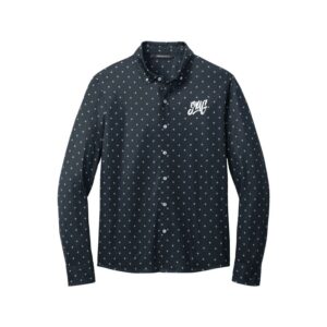 Swag CoolWick Mercer+Mettle Stretch Button Down Bowling Polo - Navy Geo Diamond