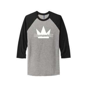 Brunswick CoolWick Men's Tri-Blend 3/4-Sleeve Raglan Bowling Tee - Vintage Black/ Premium Heather